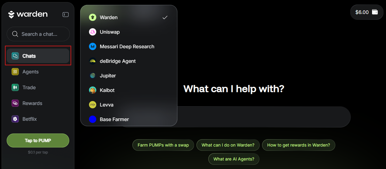 Manage AI chats in Warden